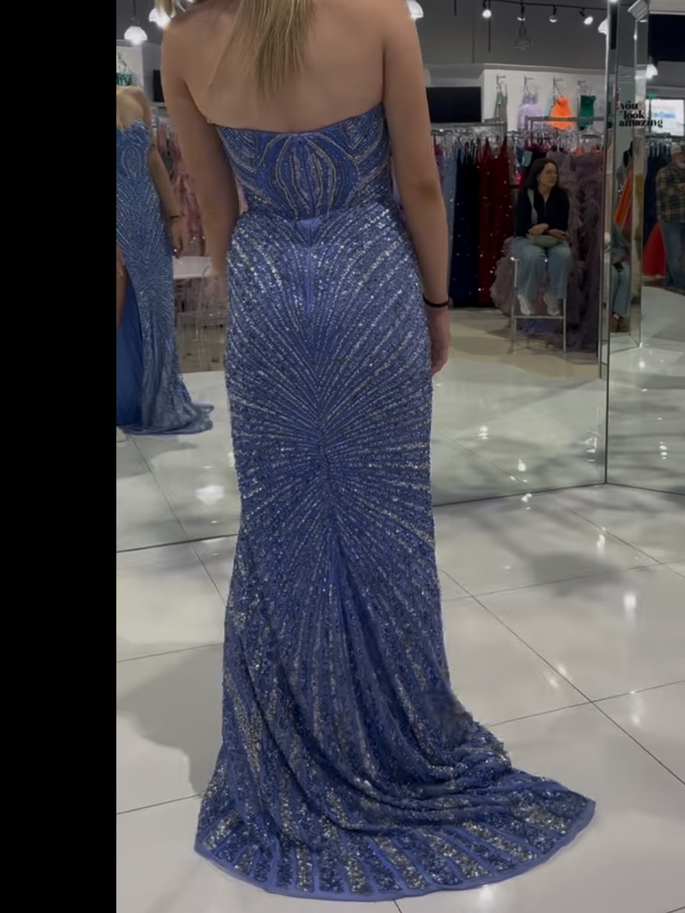 Jovani Periwinkle Sequin Strapless Prom Gown - Picture 5 of 5